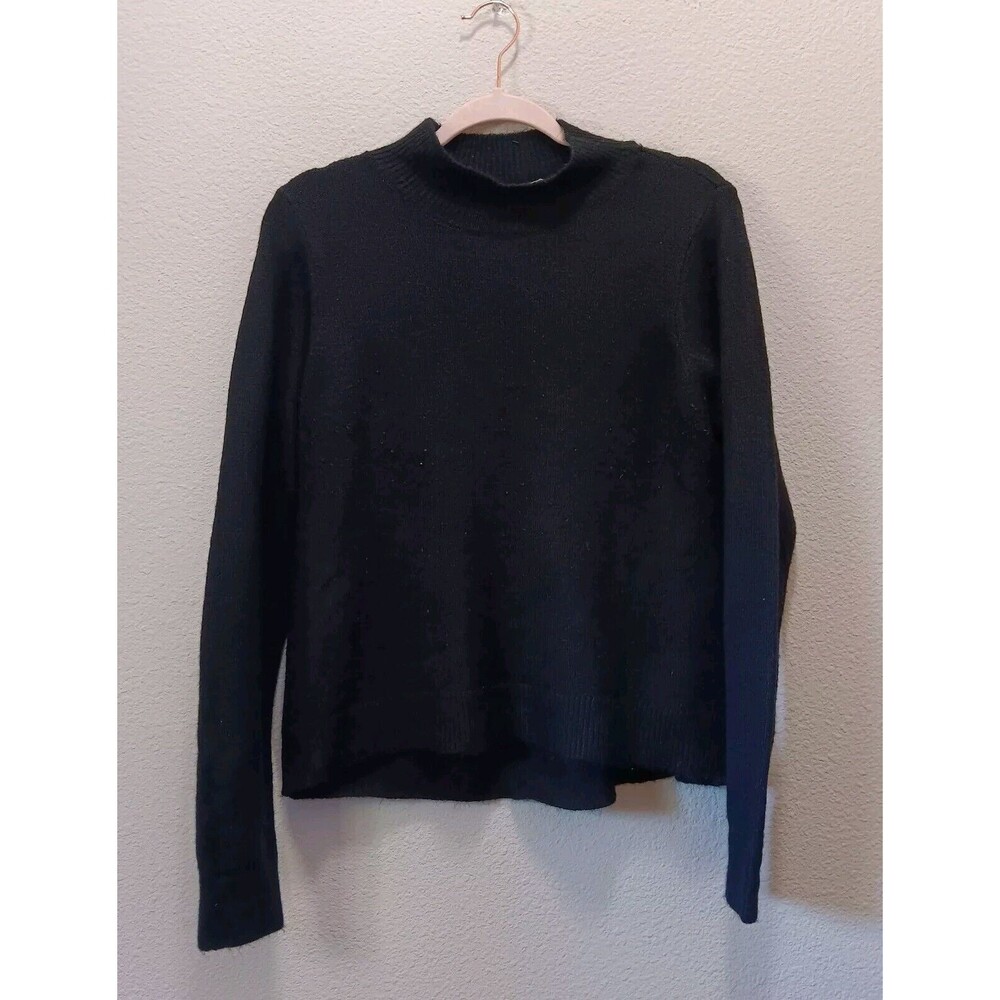 Double Zero Sweater Medium High Neck Long Sleeves Black